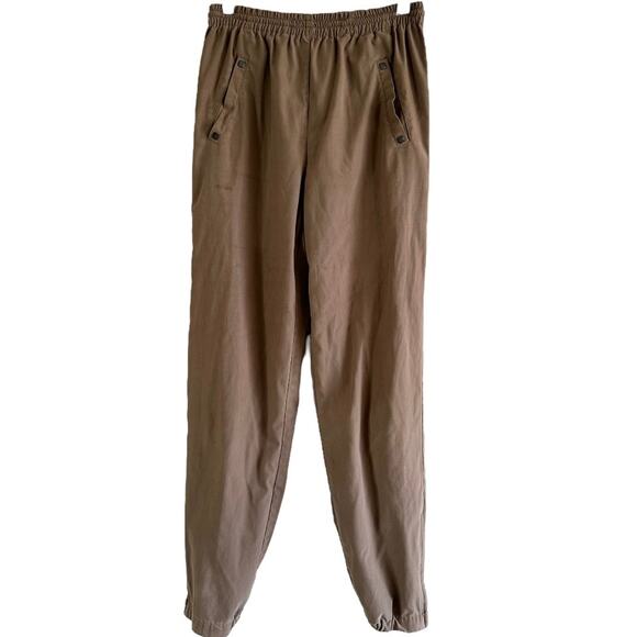 Vintage Jamie Sadock Jogger Pants Elastic Waistband Slash Pockets Brown Small - Picture 1 of 7